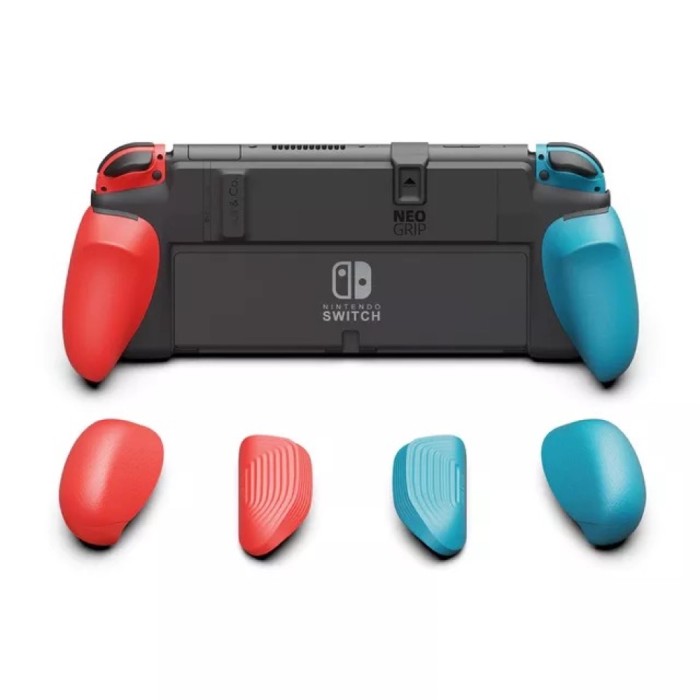 Аксессуары для консолей и ПК: Защитный чехол от Skull & Co NeoGrip для Nintendo Switch OLED и Regular (Black Neon Blue) от Skull & Co. в магазине GameBuy