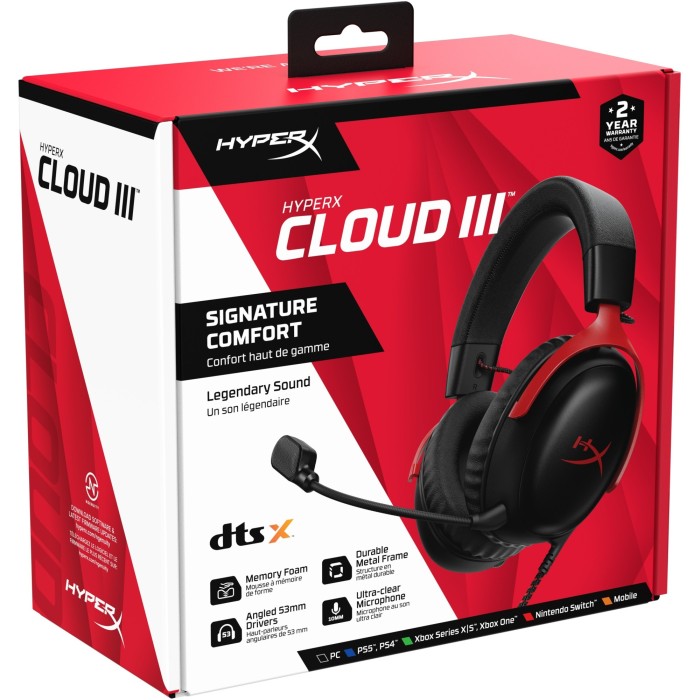 Аксессуары для консолей и ПК: Игровая гарнитура HyperX Cloud III, чёрно-красная от HyperX в магазине GameBuy, номер фото: 14