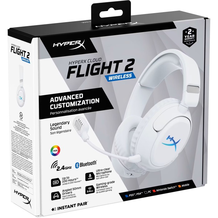 Аксесуари для консолей та ПК: Ігрова гарнітура HyperX Cloud Flight 2, біла від HyperX у магазині GameBuy, номер фото: 13