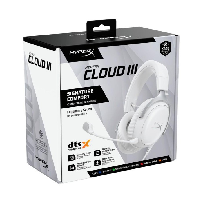 Аксесуари для консолей та ПК: Ігрова гарнітура HyperX Cloud III, біла від HyperX у магазині GameBuy, номер фото: 6