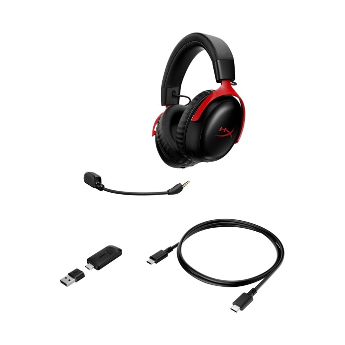 Аксесуари для консолей та ПК: Ігрова гарнітура HyperX Cloud III S Wireless, чорно-червона від HyperX у магазині GameBuy, номер фото: 2