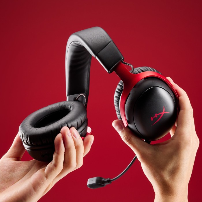 Аксесуари для консолей та ПК: Ігрова гарнітура HyperX Cloud III S Wireless, чорно-червона від HyperX у магазині GameBuy, номер фото: 3