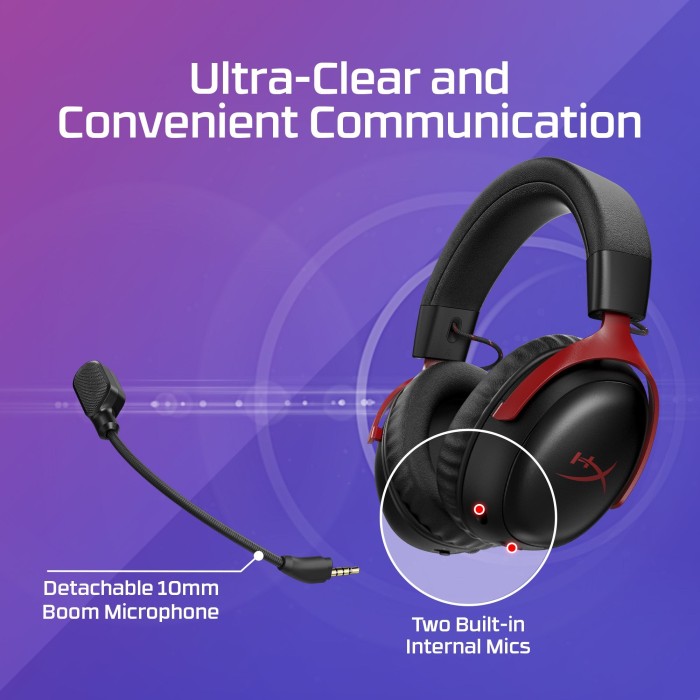 Аксесуари для консолей та ПК: Ігрова гарнітура HyperX Cloud III S Wireless, чорно-червона від HyperX у магазині GameBuy, номер фото: 7