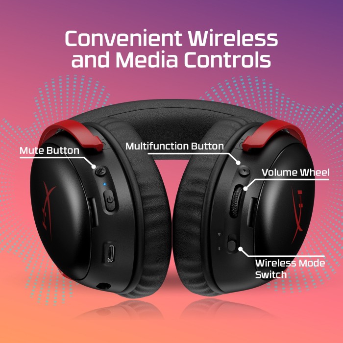 Аксесуари для консолей та ПК: Ігрова гарнітура HyperX Cloud III S Wireless, чорно-червона від HyperX у магазині GameBuy, номер фото: 8
