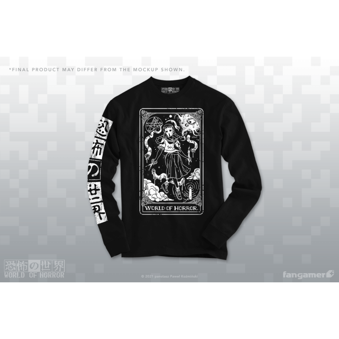 Одежда: Лонгслив World of Horror (Ominous Tarot Long-Sleeved Shirt) от Fangamer в магазине GameBuy