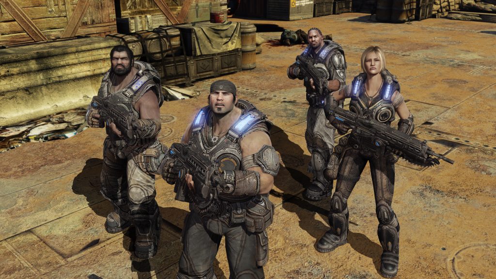 Четвірка озброєних героїв Gears of War 3 на відкритій бойовій позиції