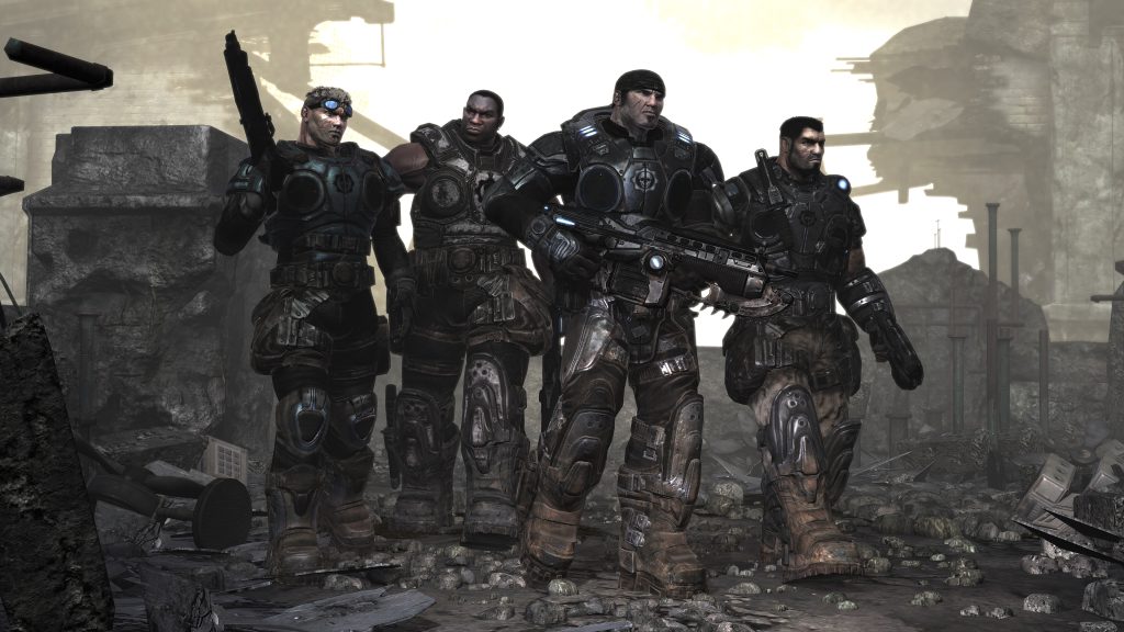 Берд, Коул, Маркус і Дом серед руїн у першій Gears of War