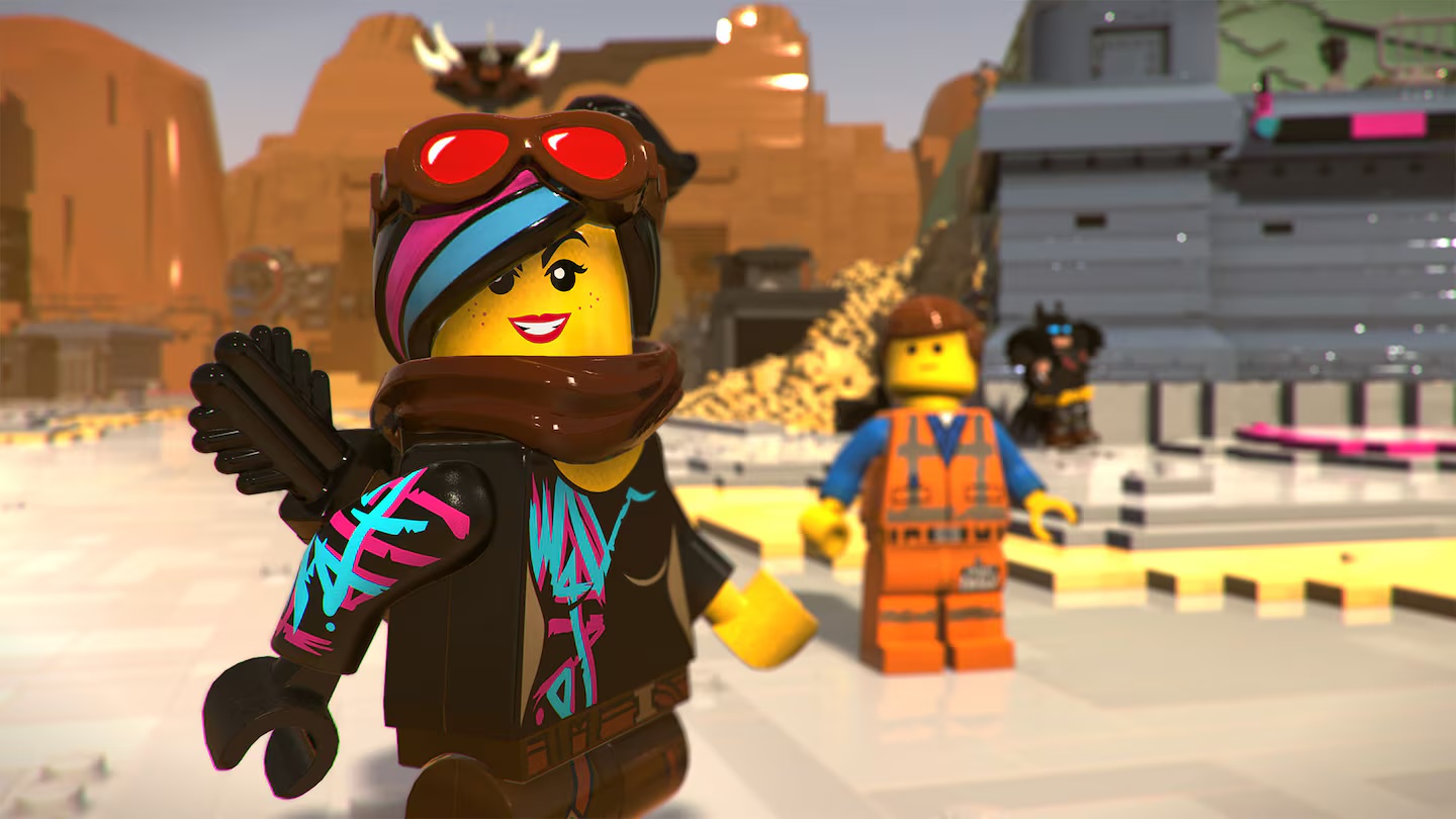 Люсі та Еммет серед руїн Бриксбурга в LEGO Movie 2 Videogame