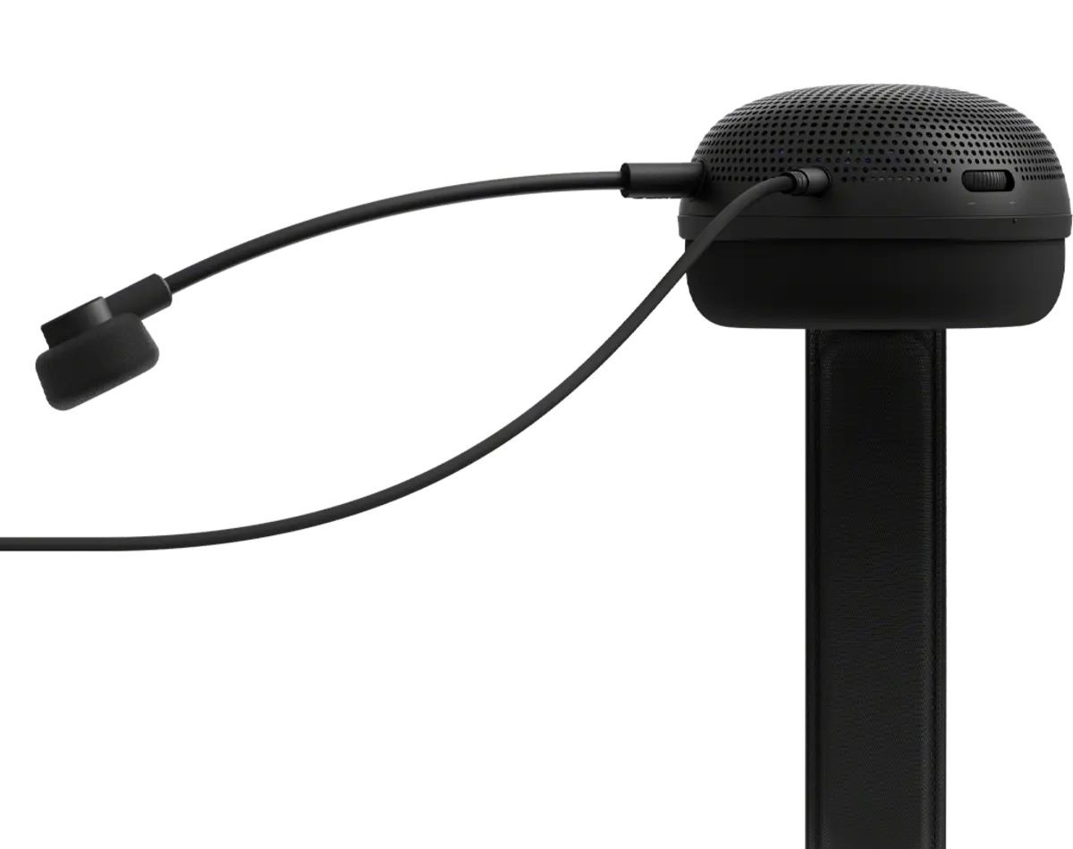 Бічний вигляд чаші чорної Sony INZONE H6 Air зі знімним мікрофоном на штанзі.