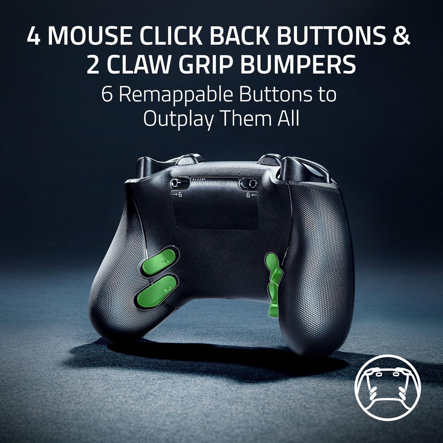 Задняя сторона Razer Wolverine V3 Pro с дополнительными кнопками.