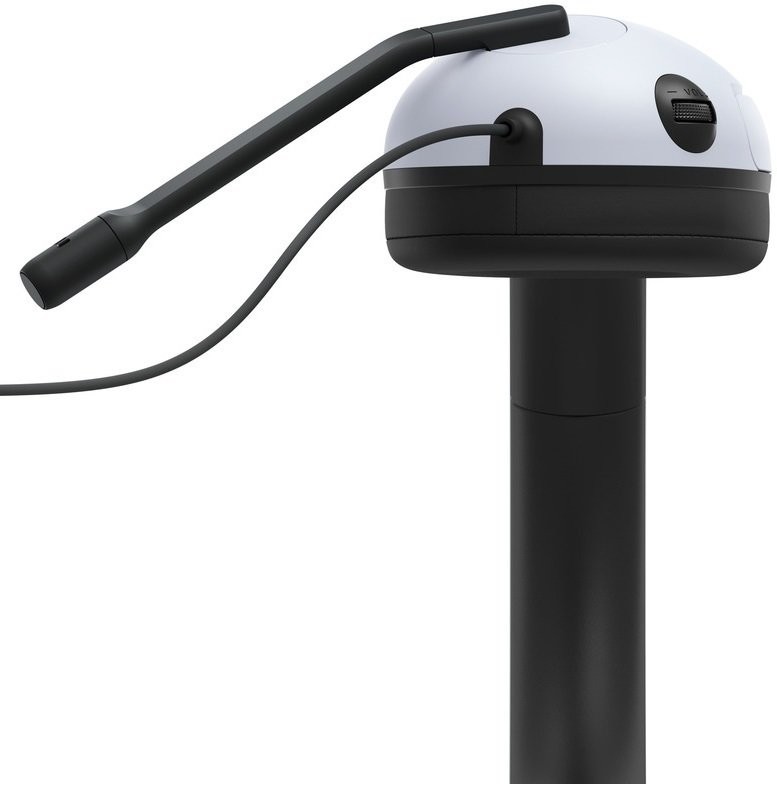 Бічний ракурс білої чаші Sony INZONE H3 з мікрофоном та елементами керування.