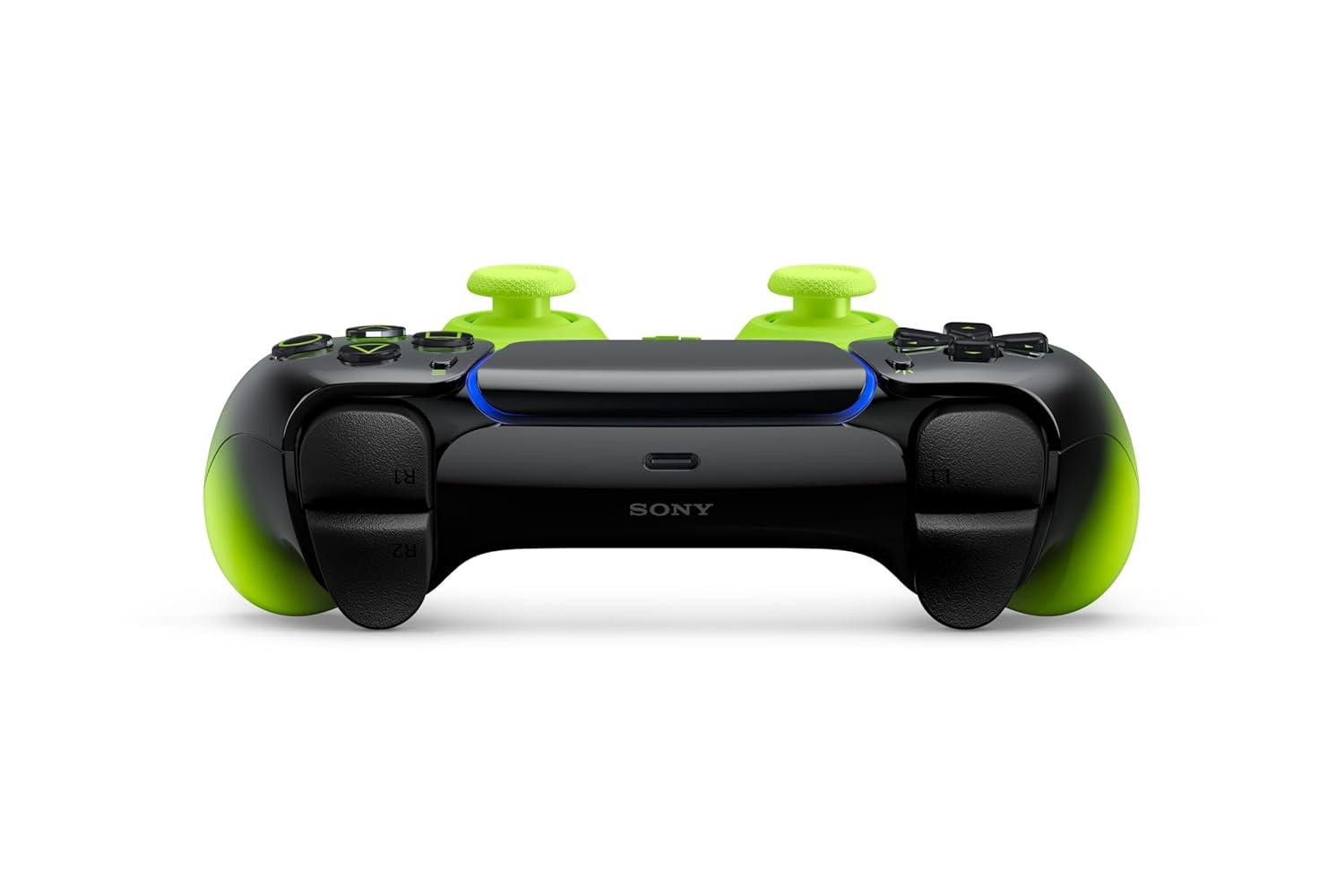 Верхний край DualSense Remix Green с триггерами, плечевыми кнопками и портом USB-C.