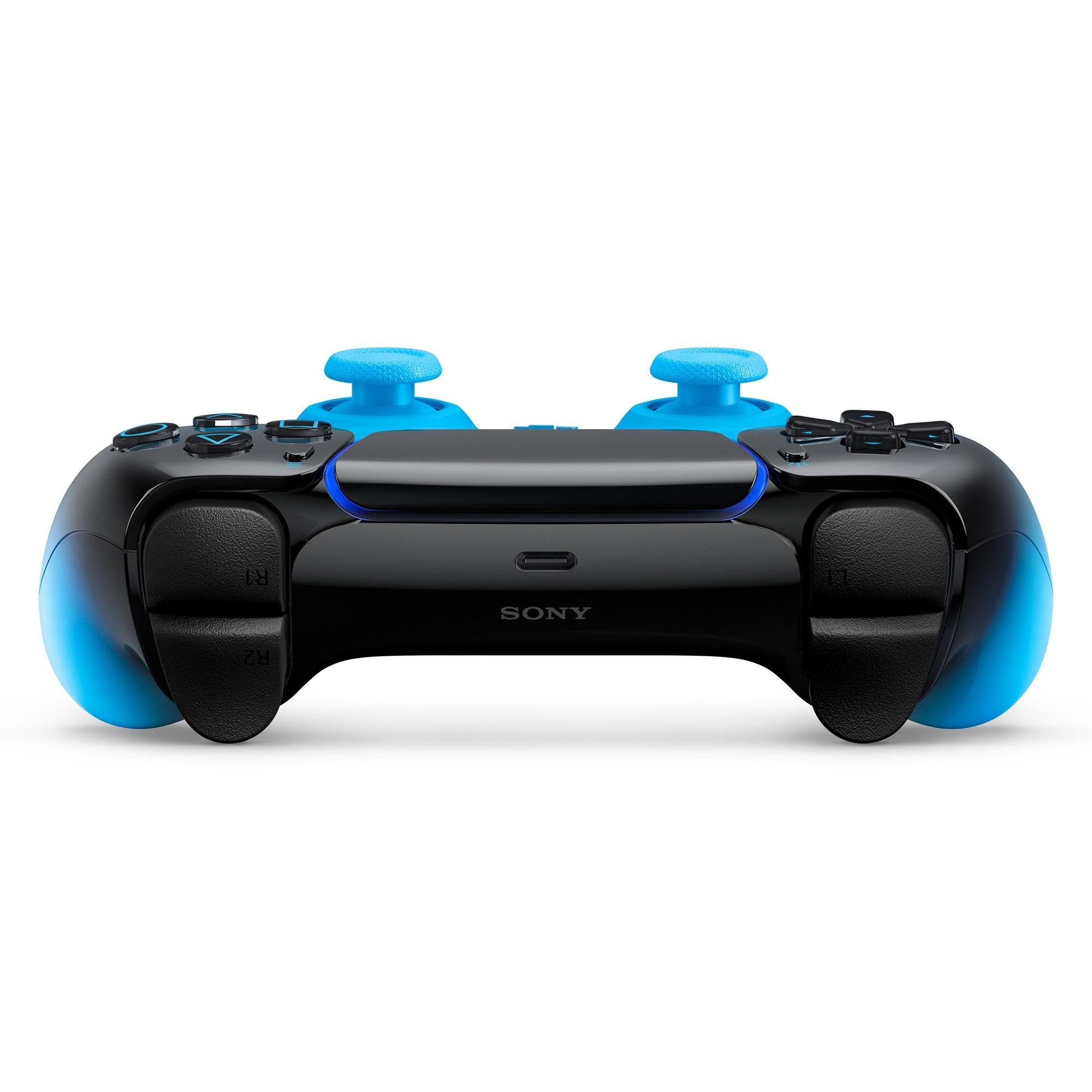 Верхний край DualSense Rhythm Blue с триггерами, плечевыми кнопками и портом USB-C.